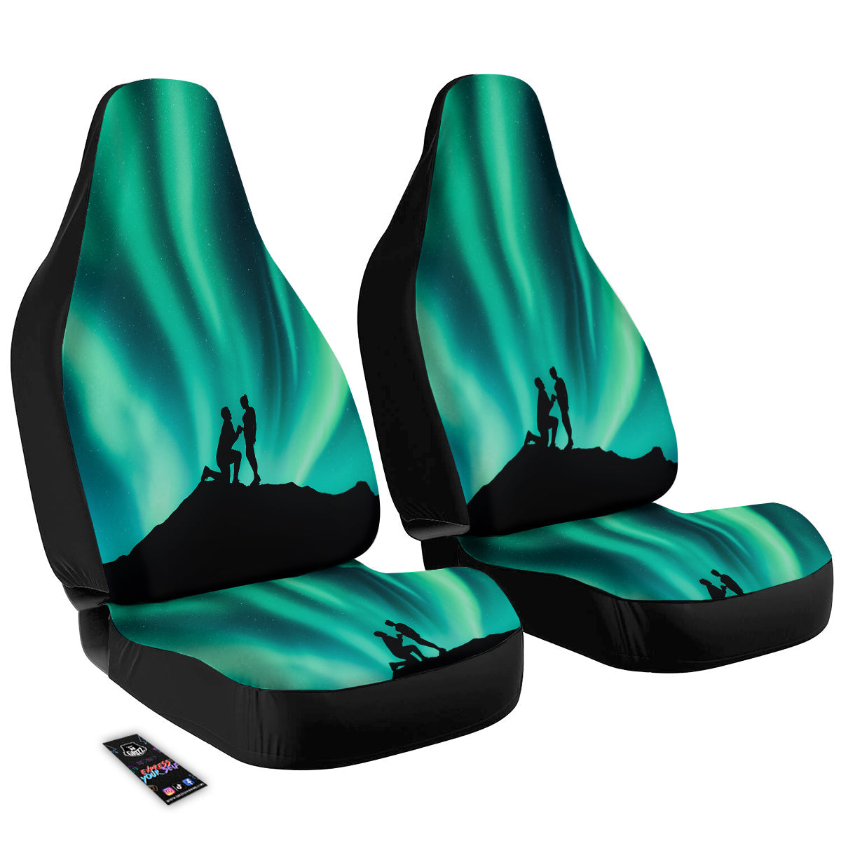 Man Making Marriage With Northern Lights Print Car Seat Covers-grizzshop