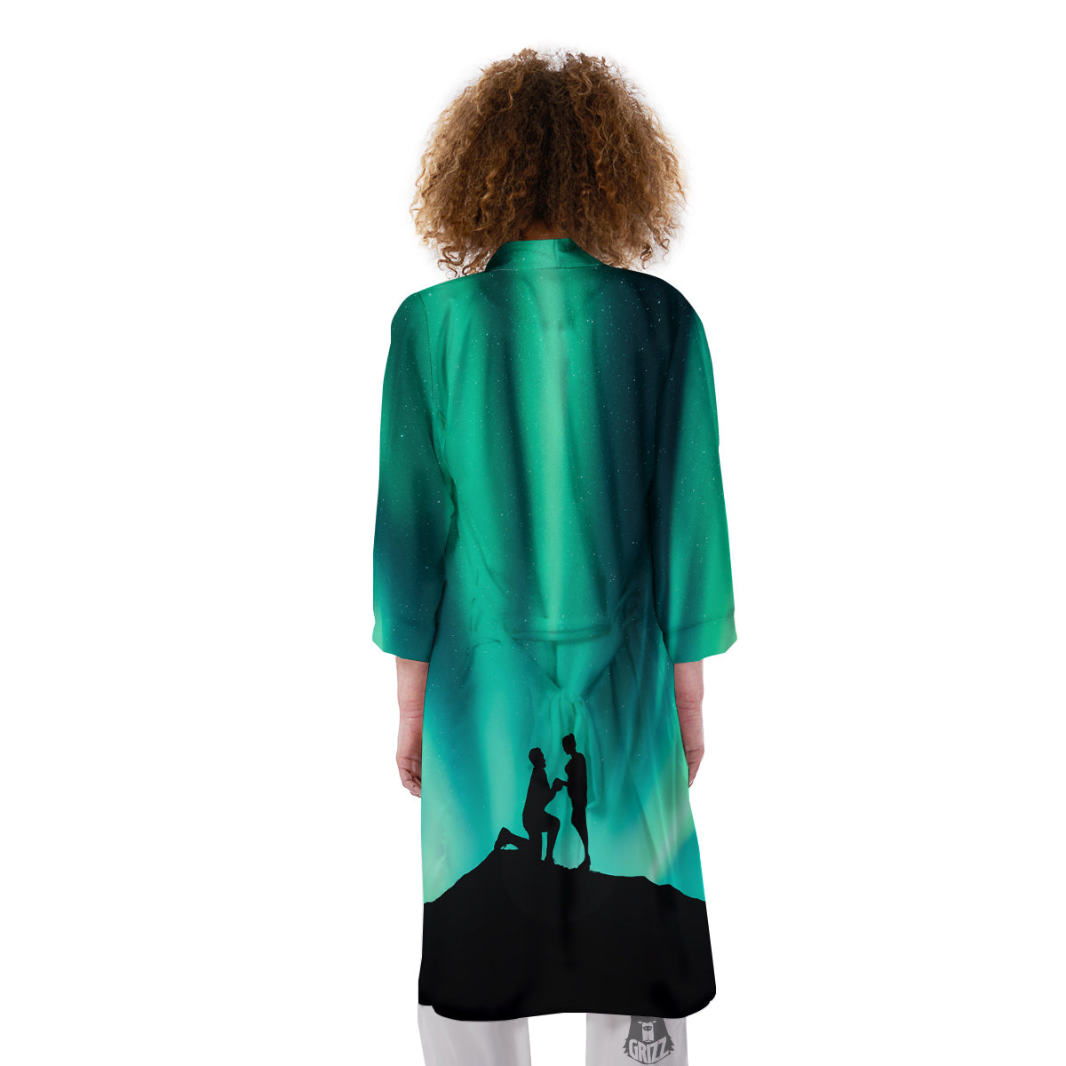 Man Making Marriage With Northern Lights Print Kimono-grizzshop