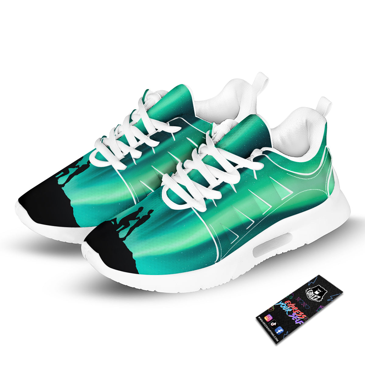 Man Making Marriage With Northern Lights Print Tennis Shoes-grizzshop