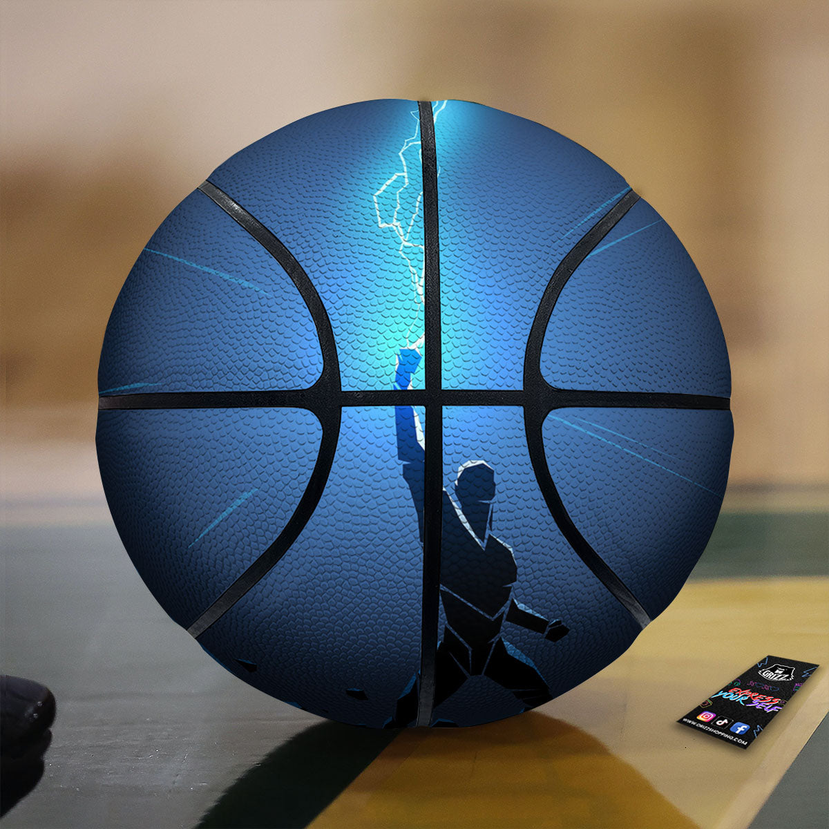 Man And Blue Lightning Print Basketball