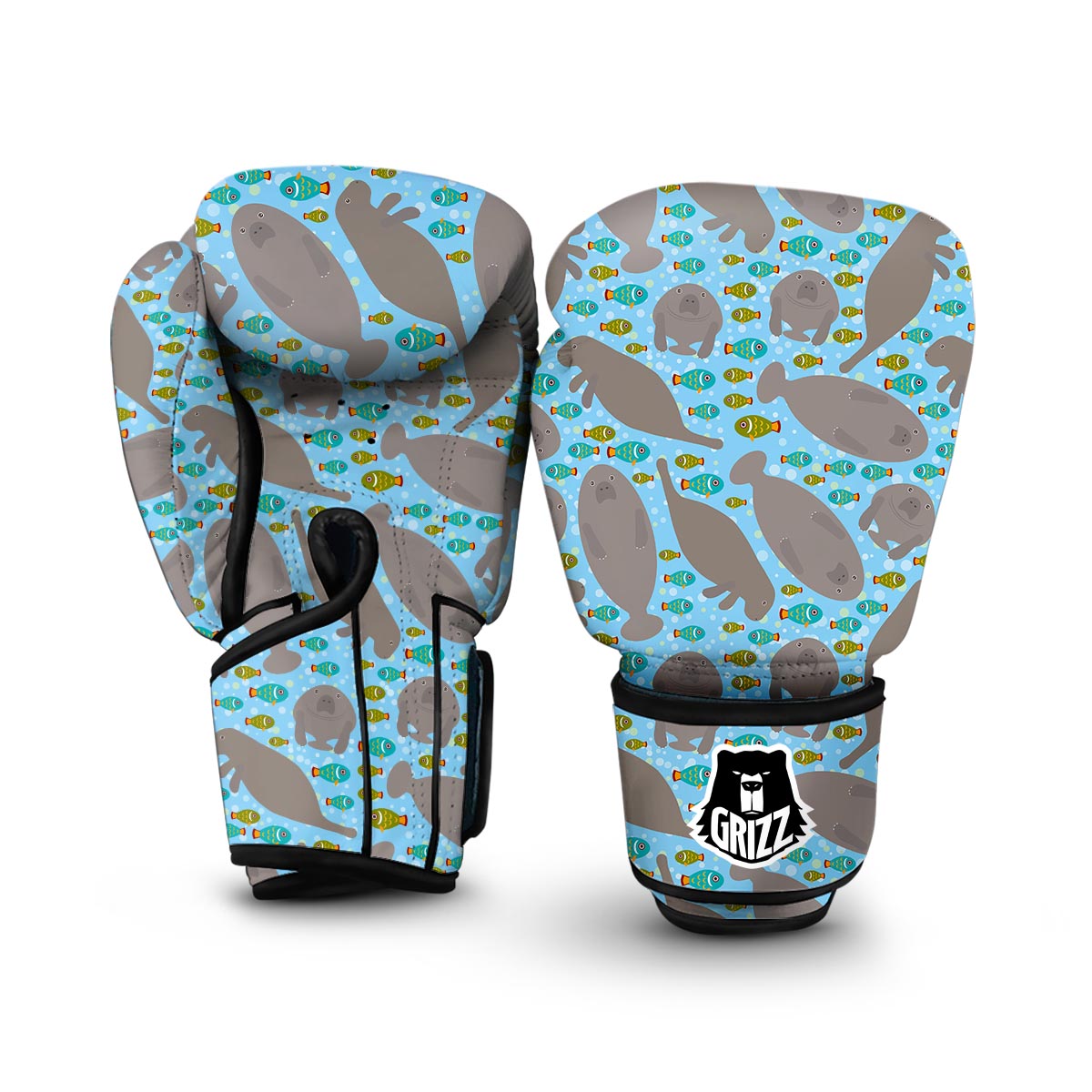 Manatee Pattern Print Boxing Gloves-grizzshop