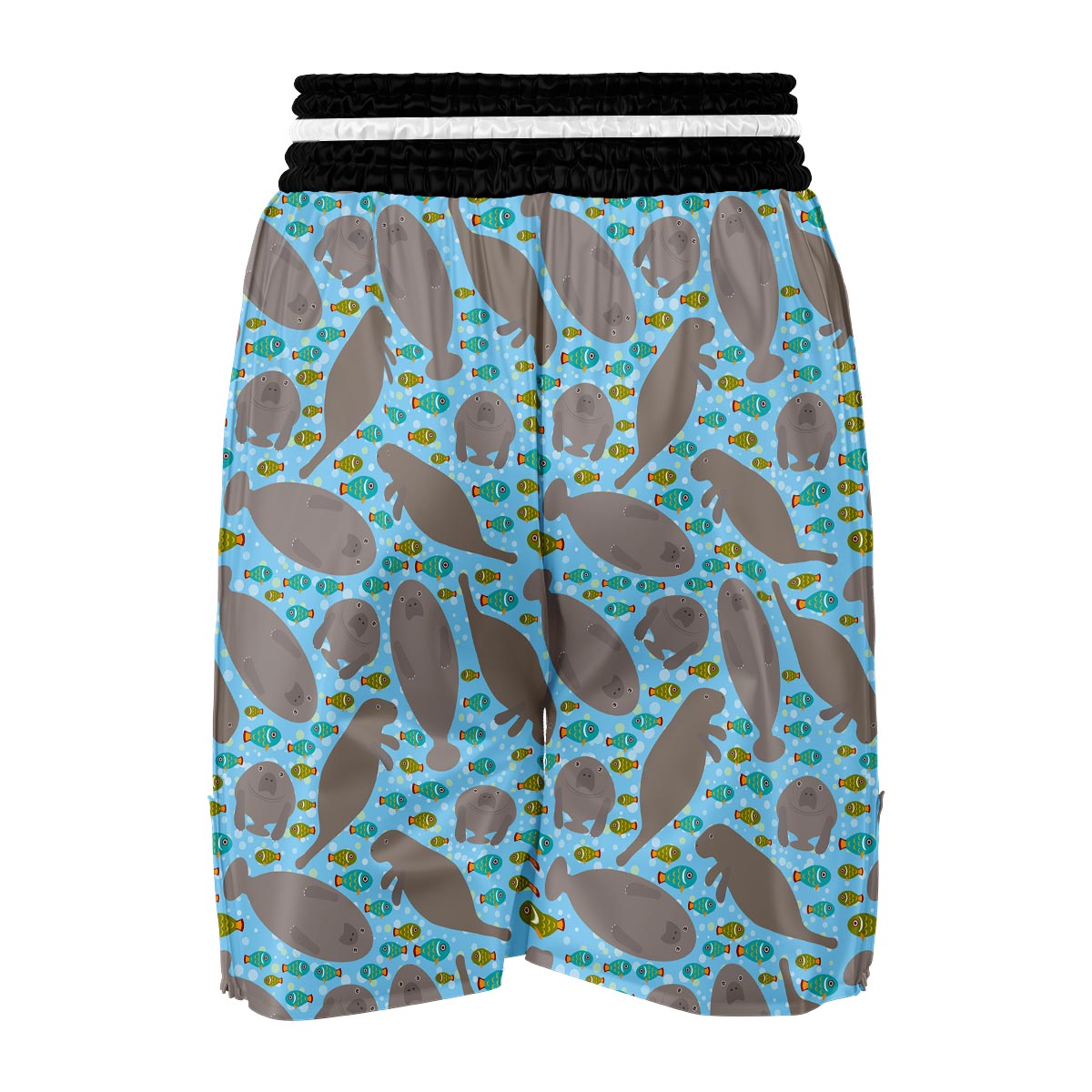 Manatee Pattern Print Boxing Shorts-grizzshop