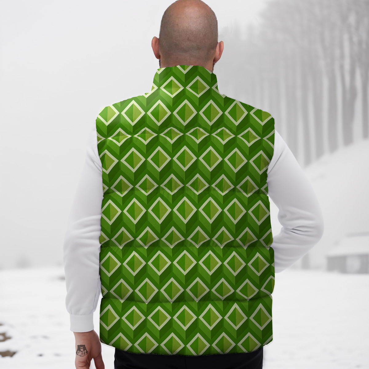 Manatee Pattern Print Down Vest-grizzshop