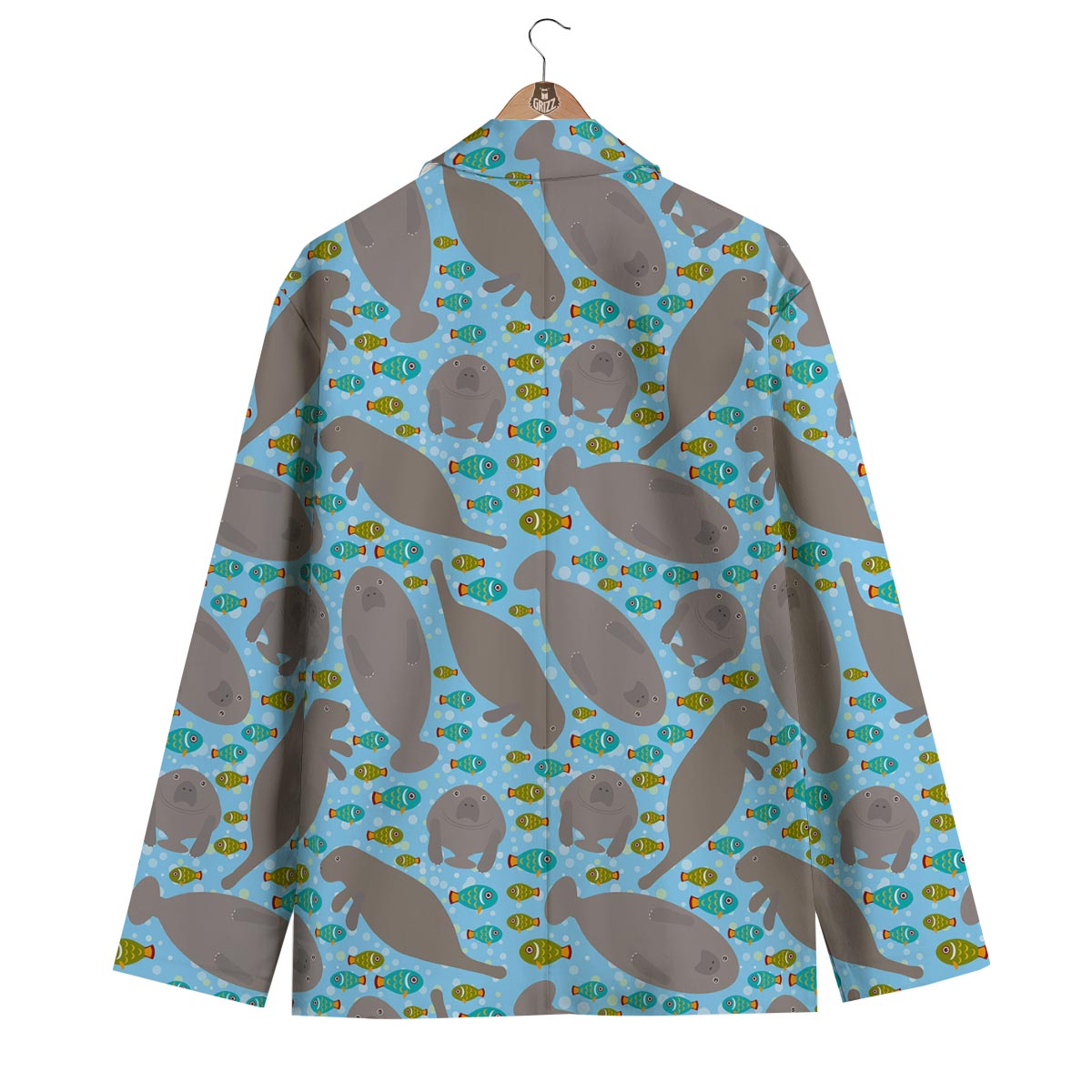 Manatee Pattern Print Men's Blazer-grizzshop