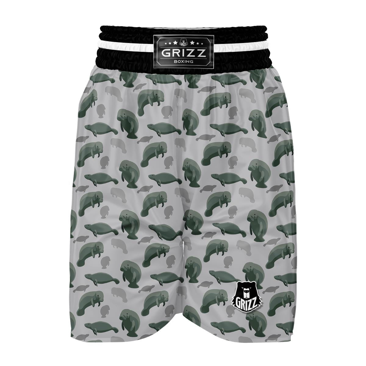 Manatee Print Pattern Boxing Shorts-grizzshop