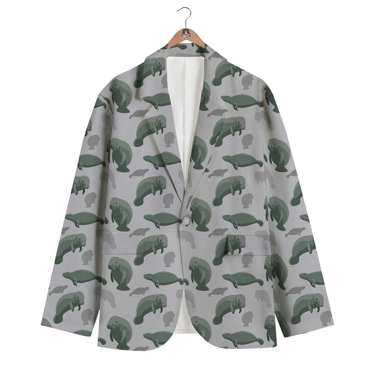 Manatee Print Pattern Men's Blazer-grizzshop