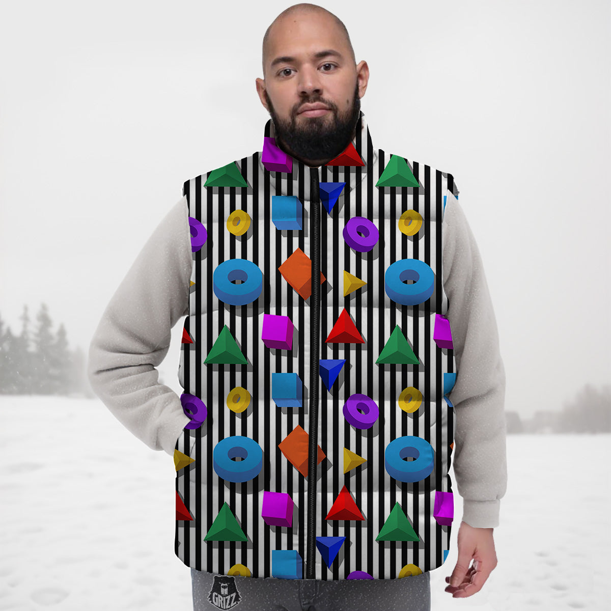 Manatee Whale Fish Octopus Pattern Print Down Vest