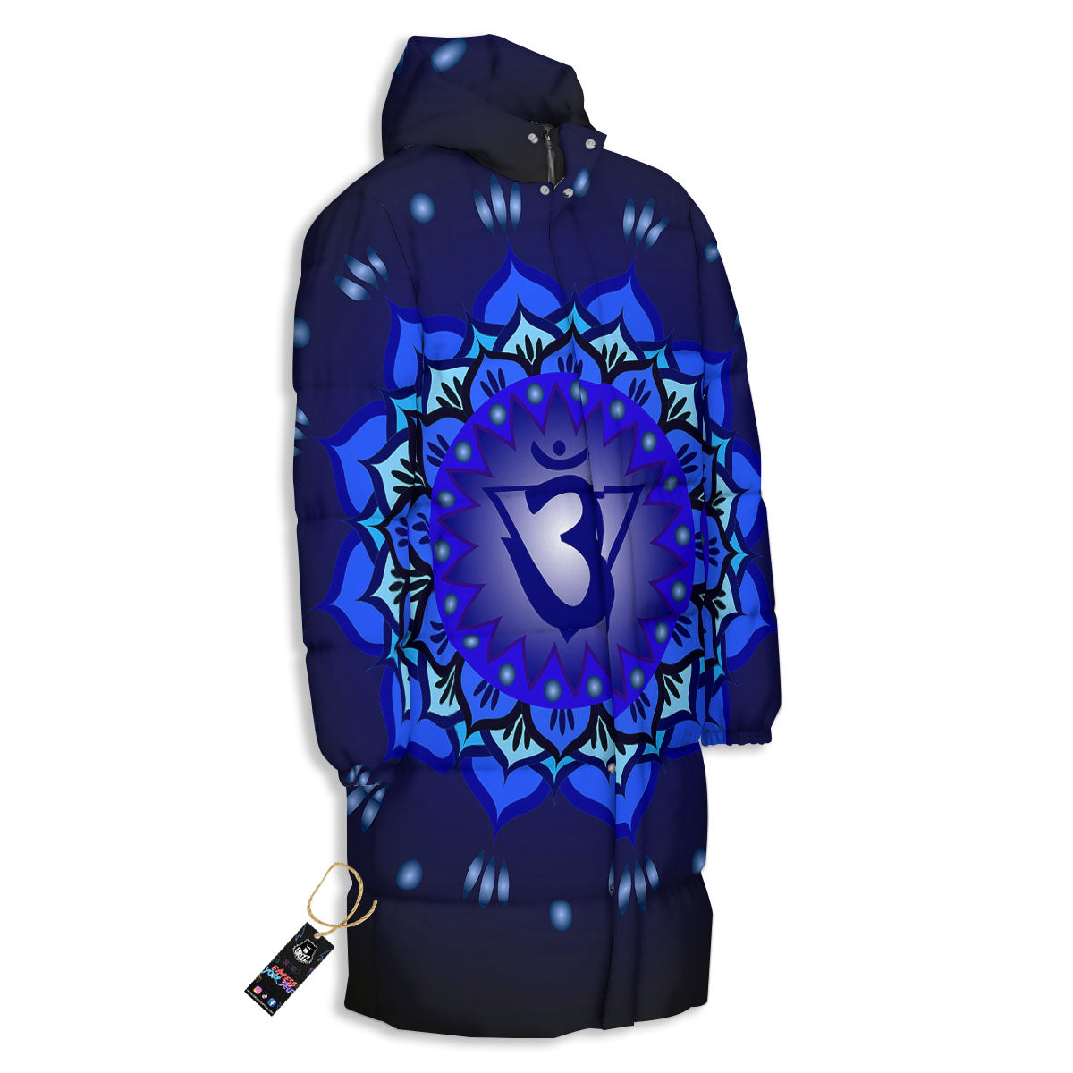 Mandala Ajna Chakra Print Long Down Jacket-grizzshop