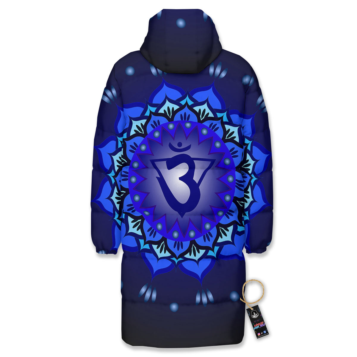 Mandala Ajna Chakra Print Long Down Jacket-grizzshop