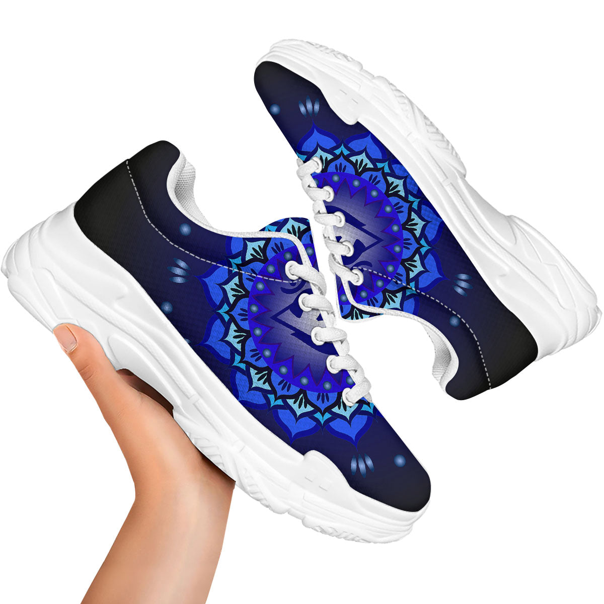 Mandala Ajna Chakra Print White Chunky Shoes-grizzshop