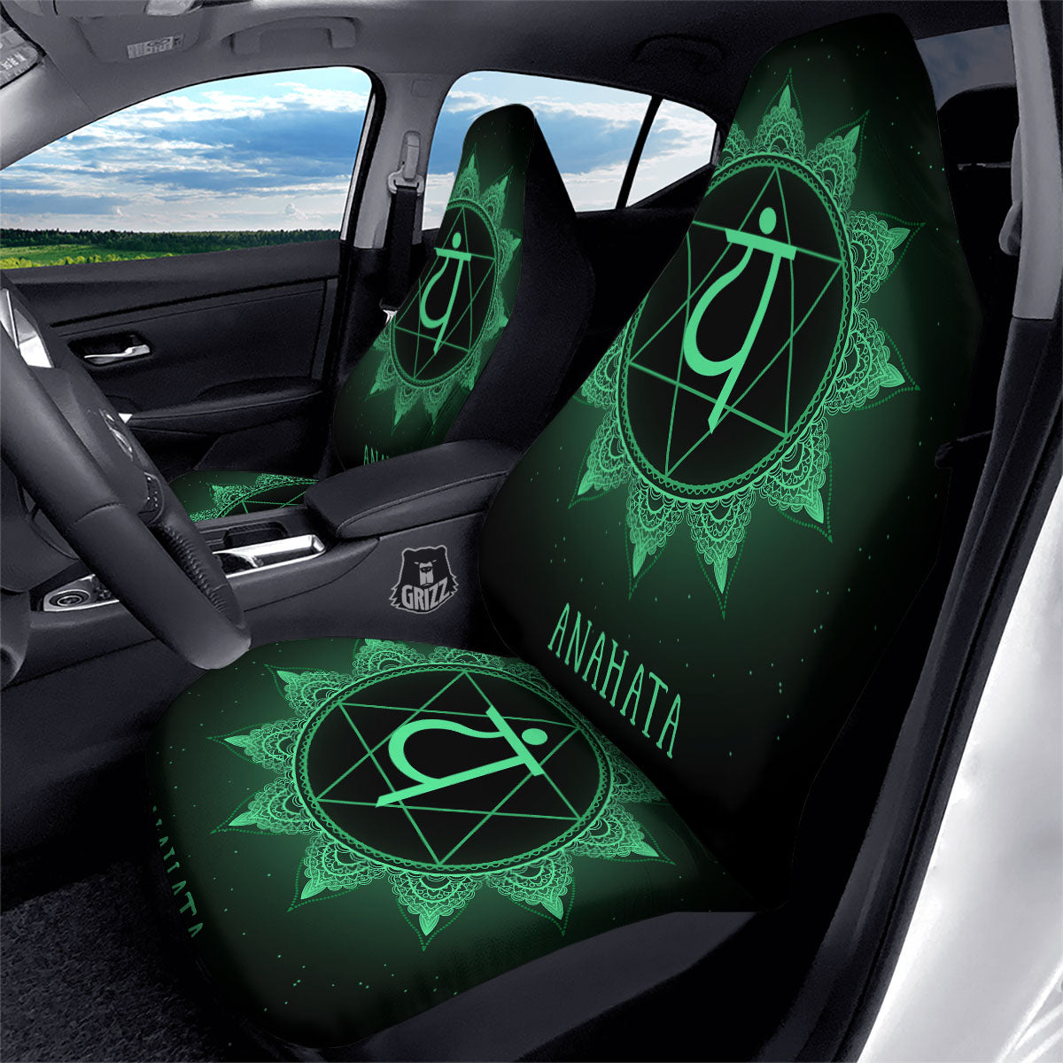 Mandala Anahata Chakra Print Car Seat Covers-grizzshop