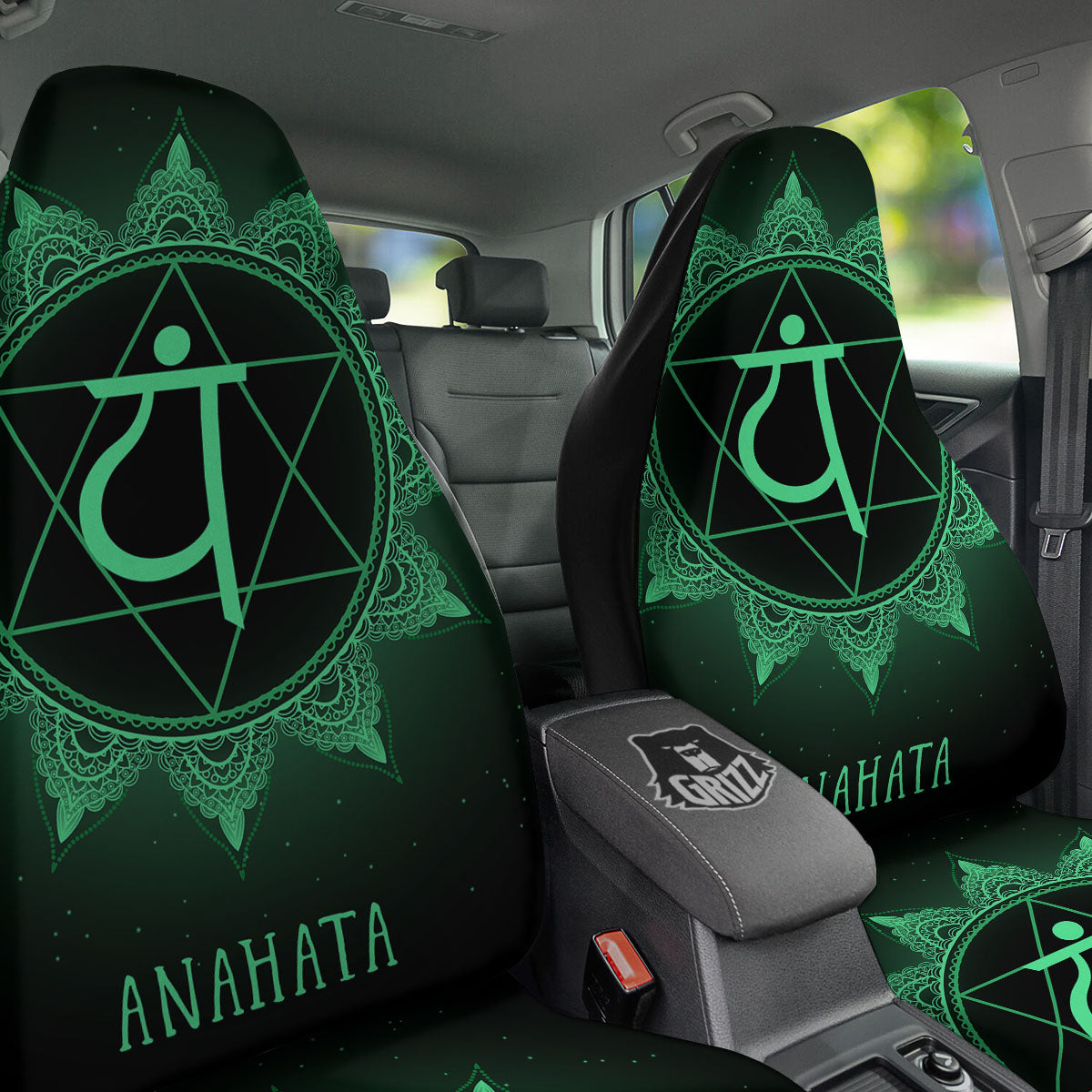 Mandala Anahata Chakra Print Car Seat Covers-grizzshop