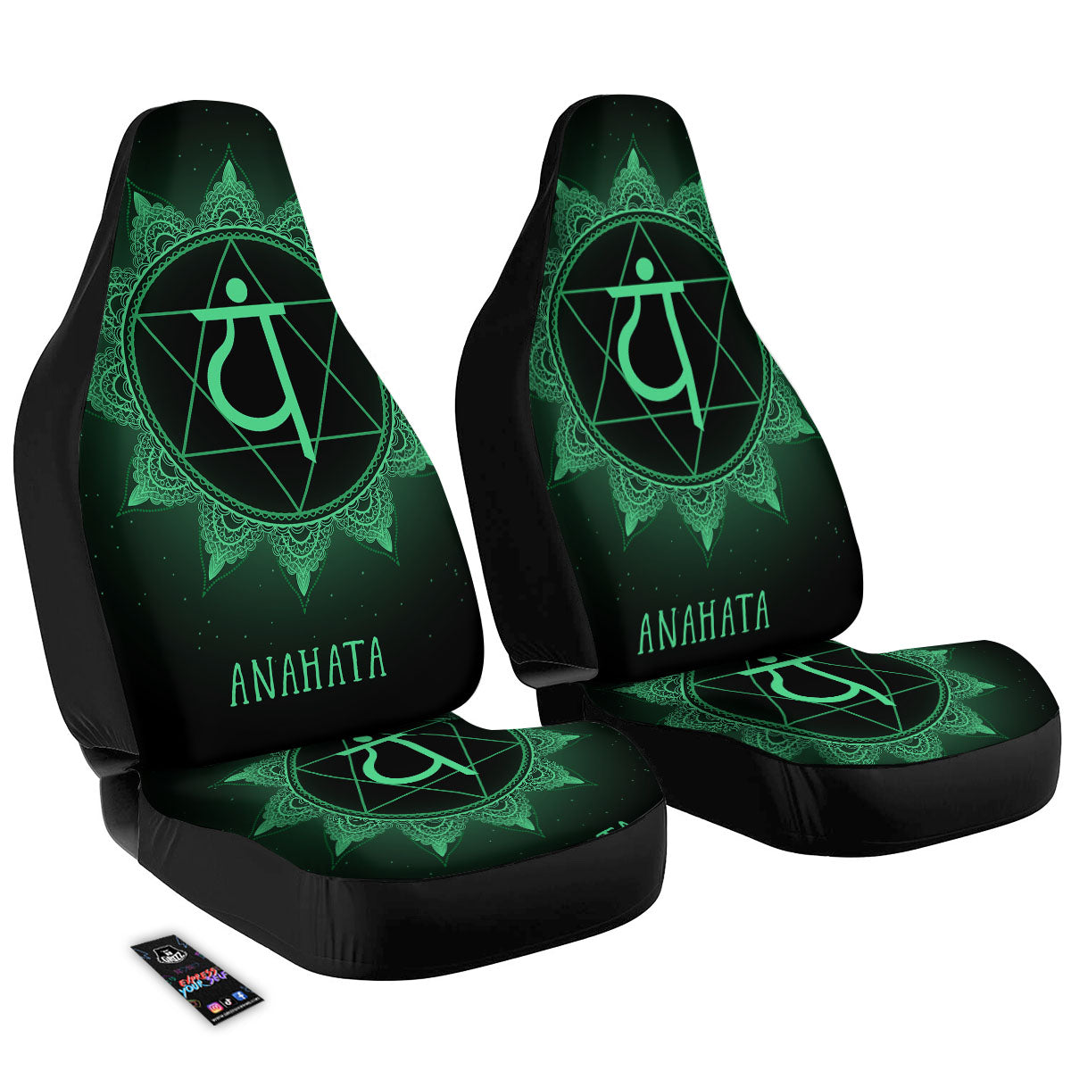 Mandala Anahata Chakra Print Car Seat Covers-grizzshop