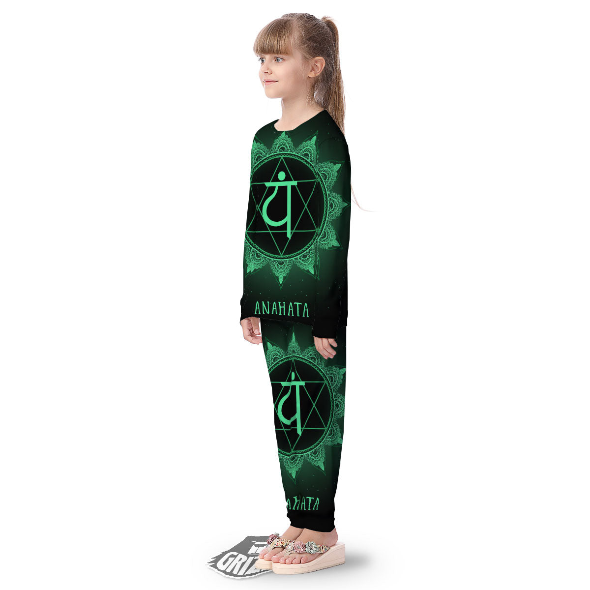 Mandala Anahata Chakra Print Kid's Pajamas-grizzshop