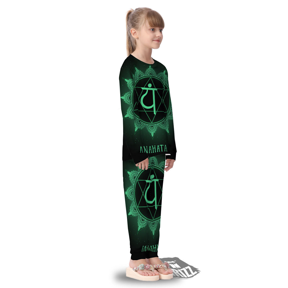 Mandala Anahata Chakra Print Kid's Pajamas-grizzshop