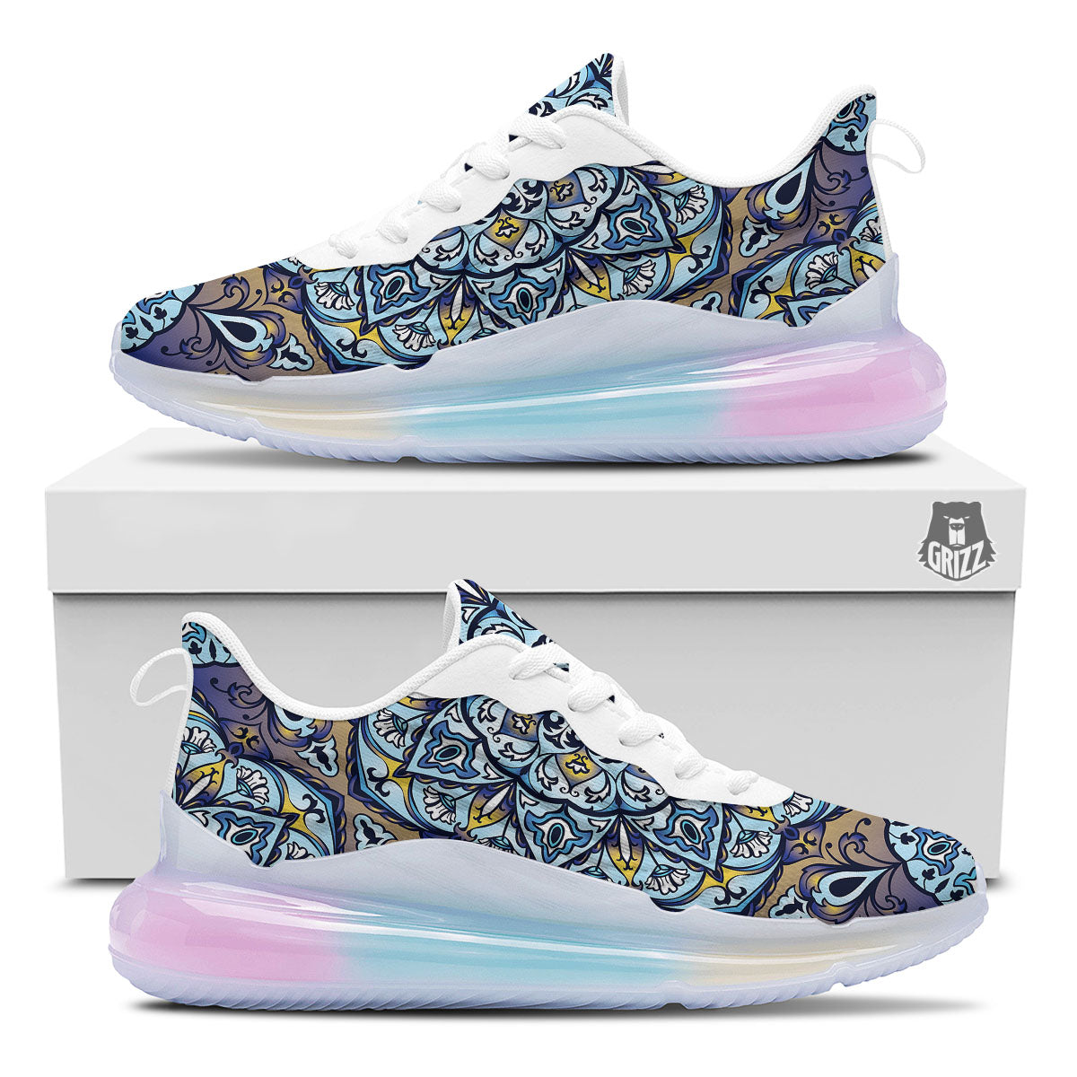 Mandala Blue And Purple Print Running Sneakers-grizzshop