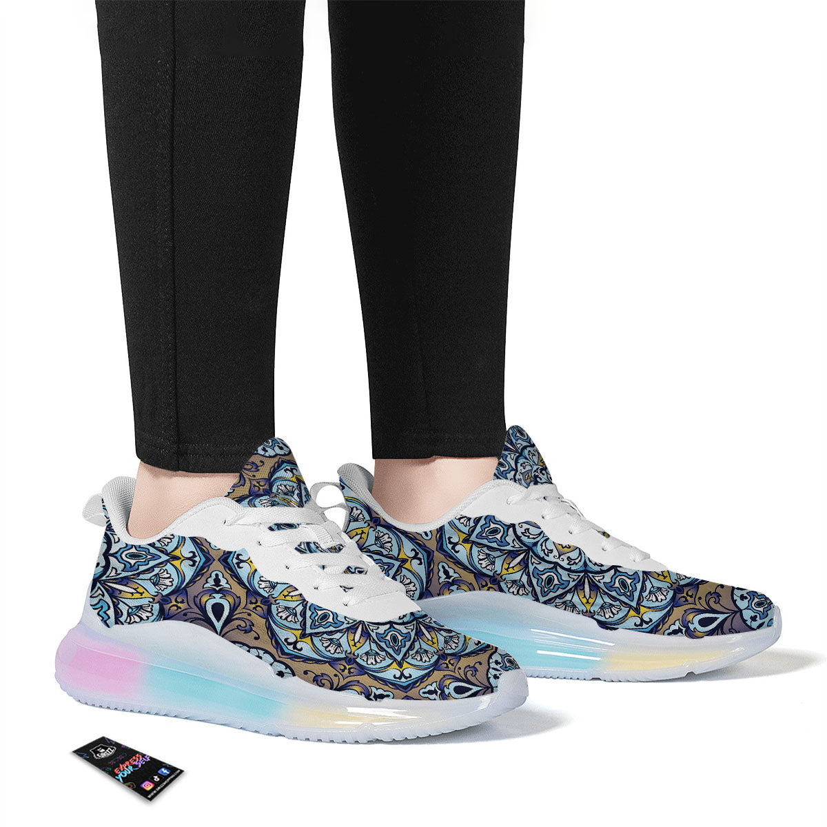 Mandala Blue And Purple Print Running Sneakers-grizzshop