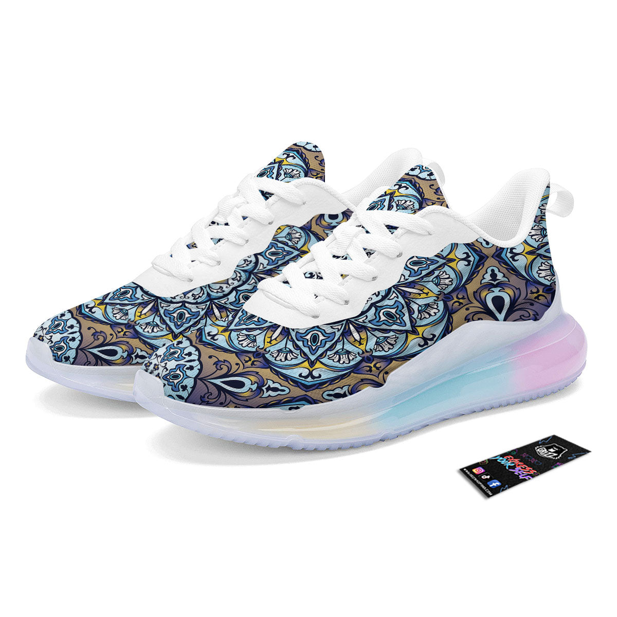 Mandala Blue And Purple Print Running Sneakers-grizzshop
