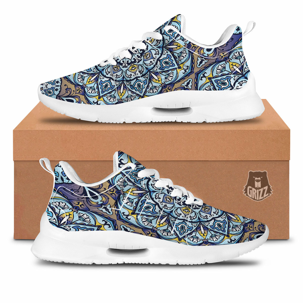 Mandala Blue And Purple Print Tennis Shoes-grizzshop