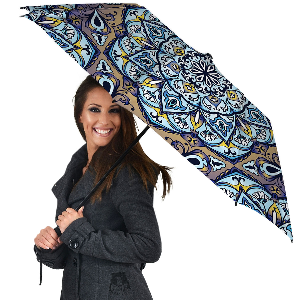 Mandala Blue And Purple Print Umbrella-grizzshop