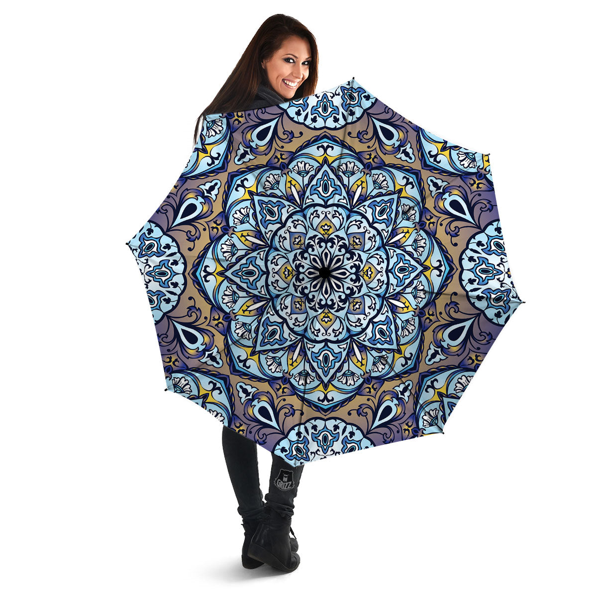 Mandala Blue And Purple Print Umbrella-grizzshop