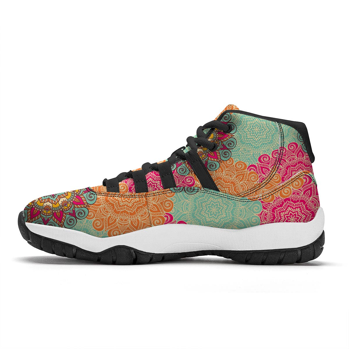 Mandala Bohemian Boho Pattern Print Black Bball Shoes-grizzshop