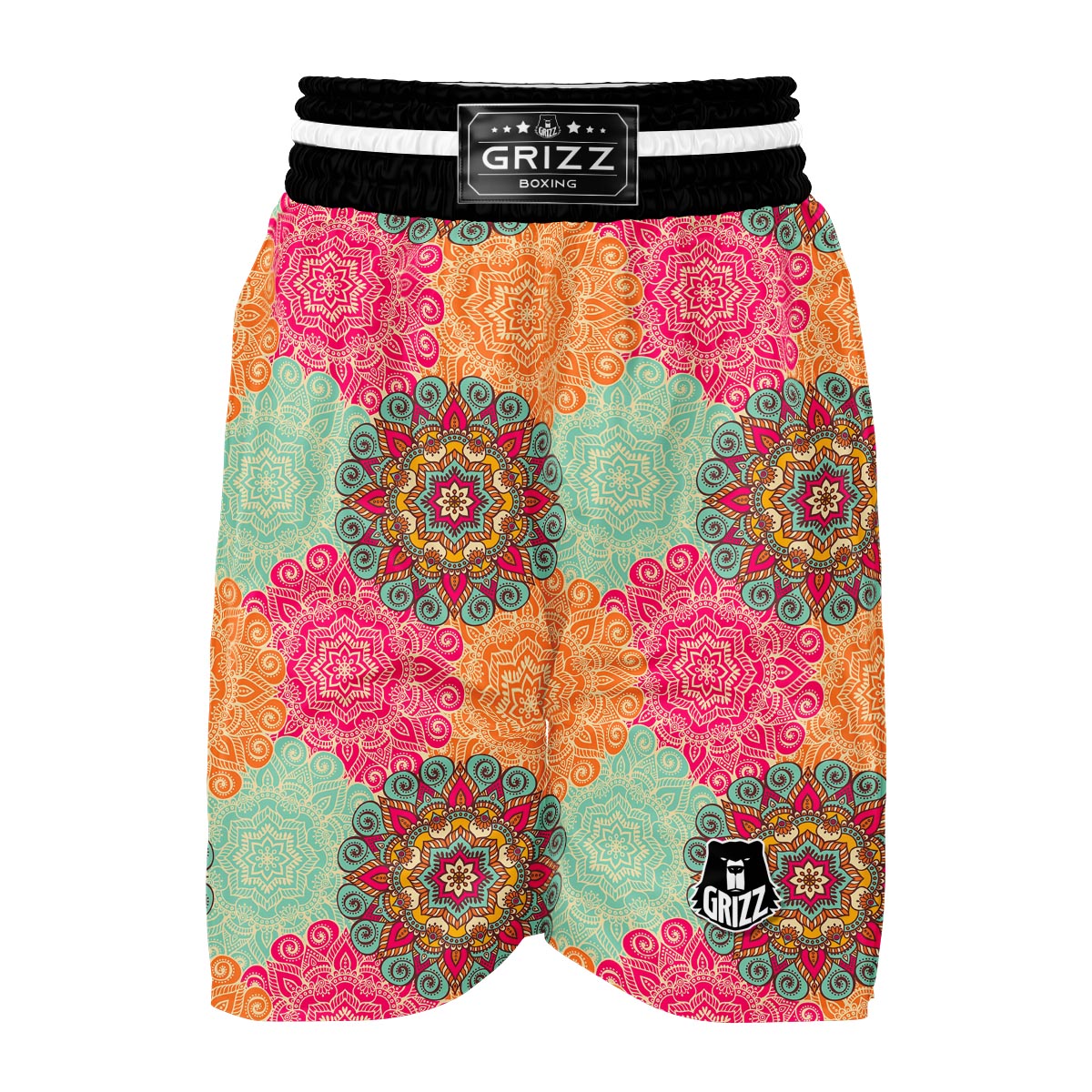Mandala Bohemian Boho Pattern Print Boxing Shorts-grizzshop