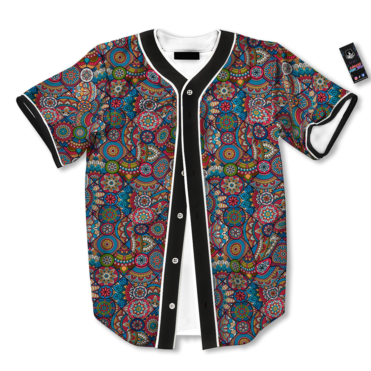Mandala Bohemian Colorful Print Pattern Baseball Jersey-grizzshop