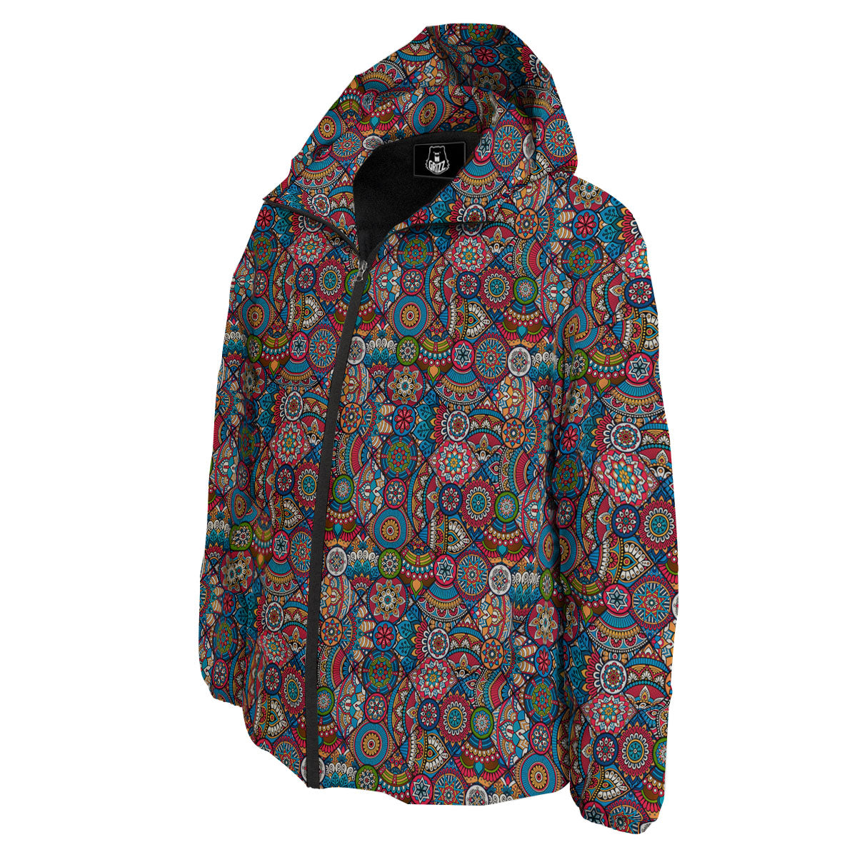 Mandala Bohemian Colorful Print Pattern Down Jacket-grizzshop