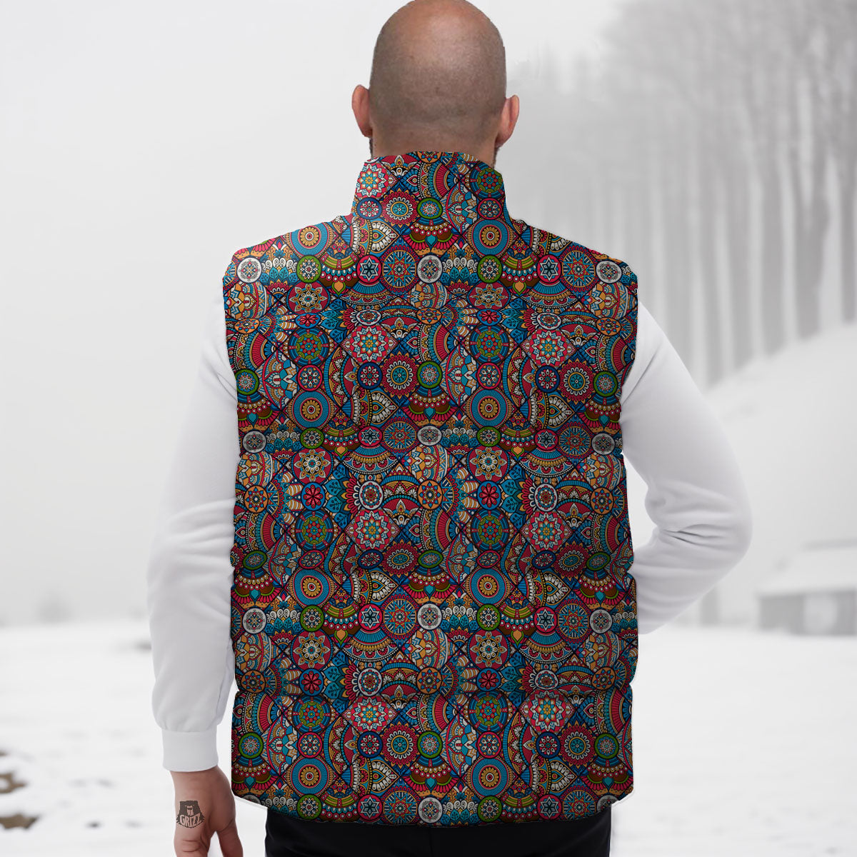 Mandala Bohemian Colorful Print Pattern Down Vest