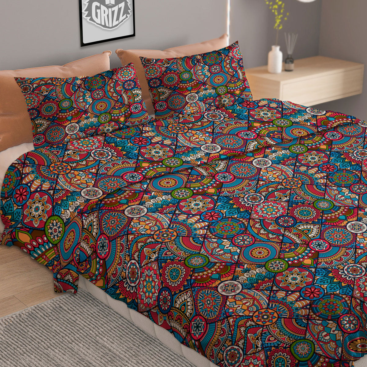 Koi Fish Golden Spiritual Print Duvet Cover Bedding Set