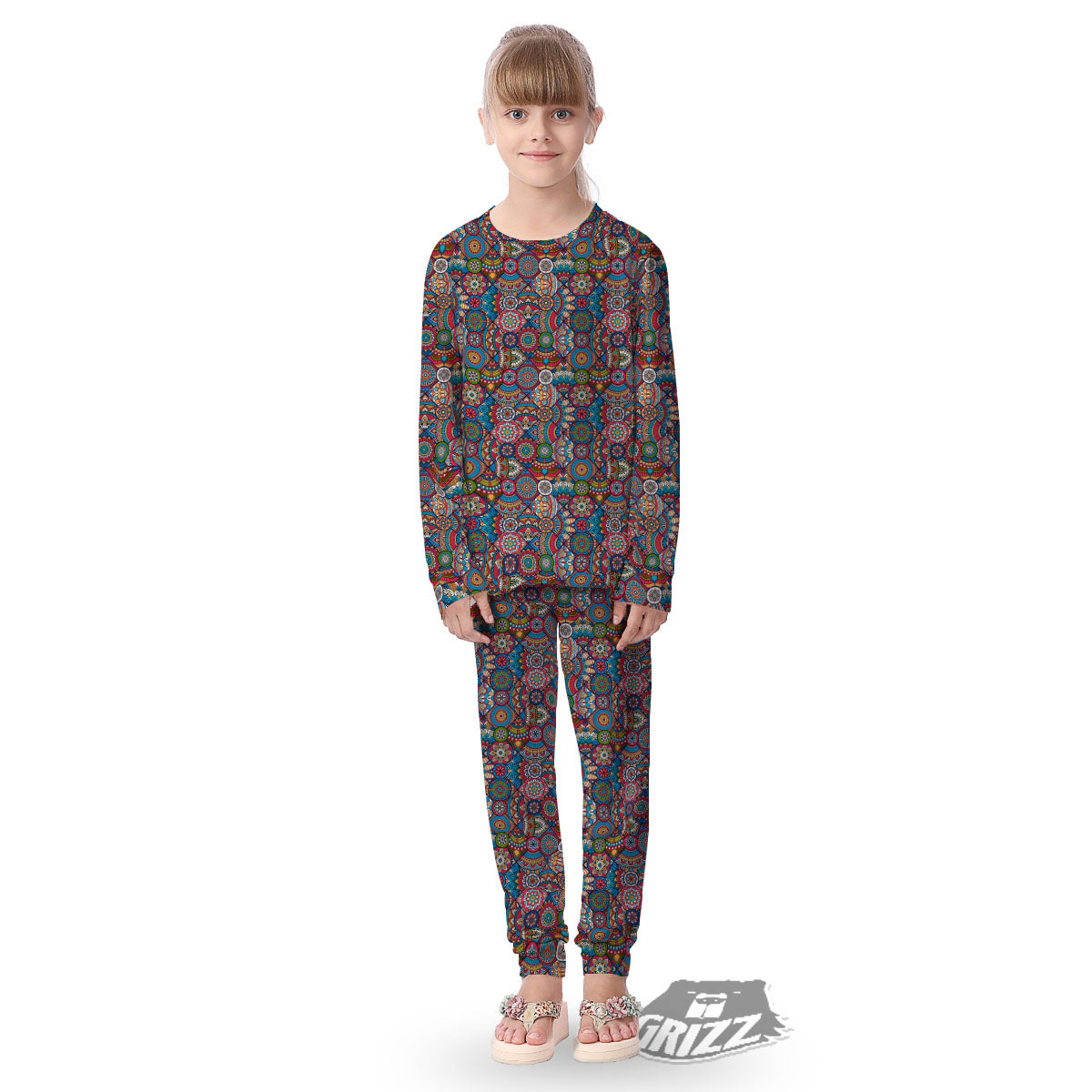 Mandala Bohemian Colorful Print Pattern Kid's Pajamas-grizzshop