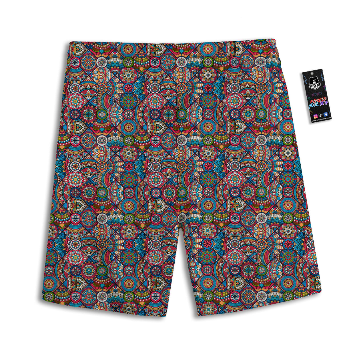 Mandala Bohemian Colorful Print Pattern Men's Athletic Shorts