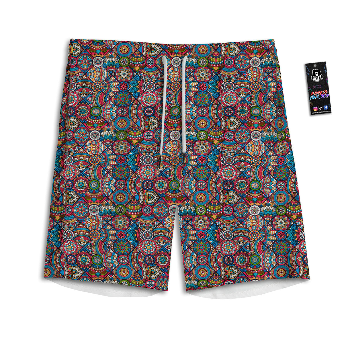 Mandala Bohemian Colorful Print Pattern Men's Athletic Shorts