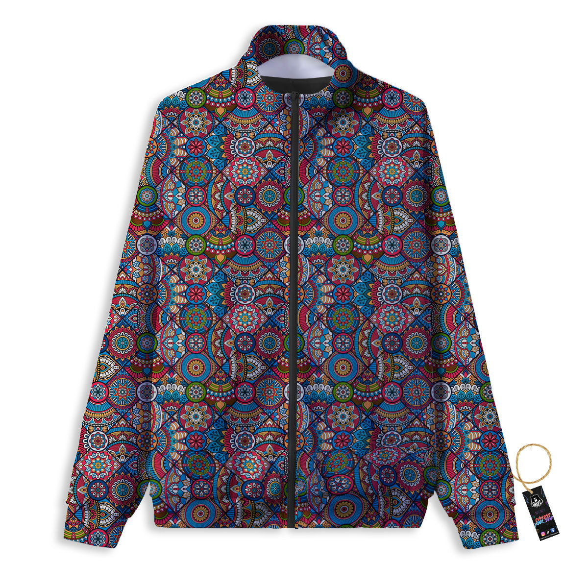 Mandala Bohemian Colorful Print Pattern Track Jacket-grizzshop