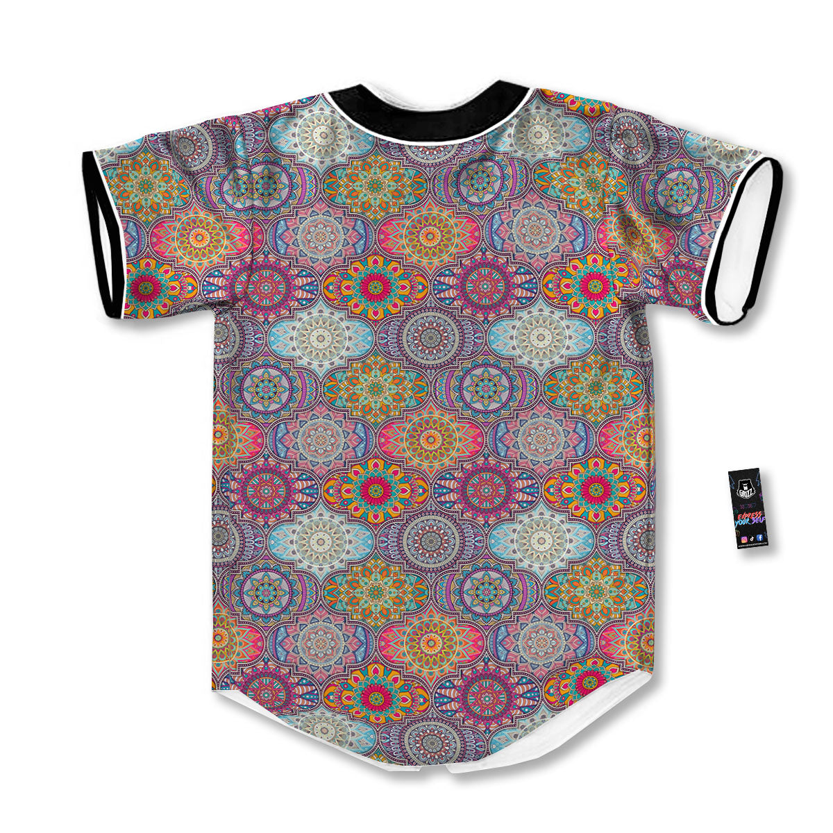 Mandala Bohemian Indian Print Pattern Baseball Jersey-grizzshop