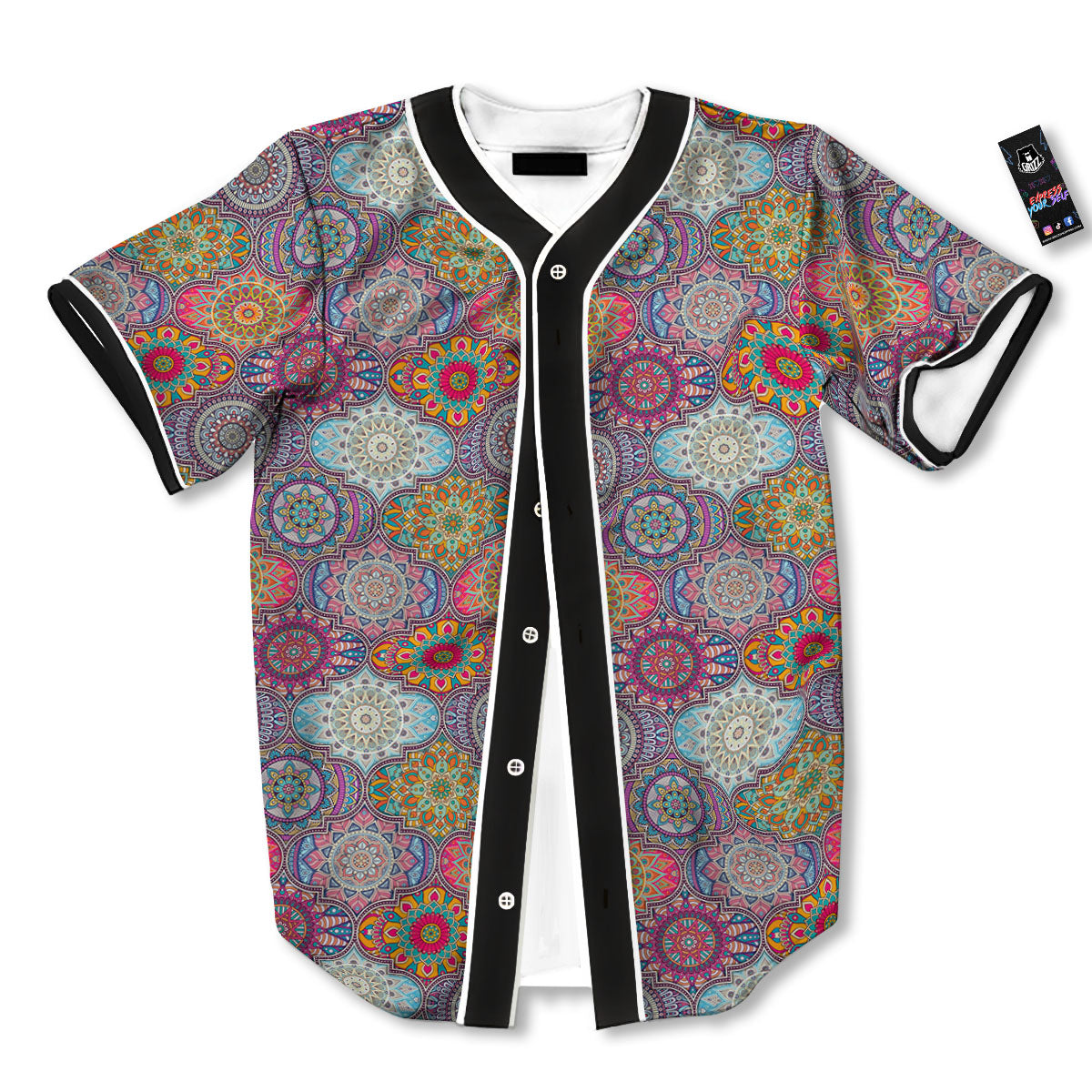 Mandala Bohemian Indian Print Pattern Baseball Jersey-grizzshop