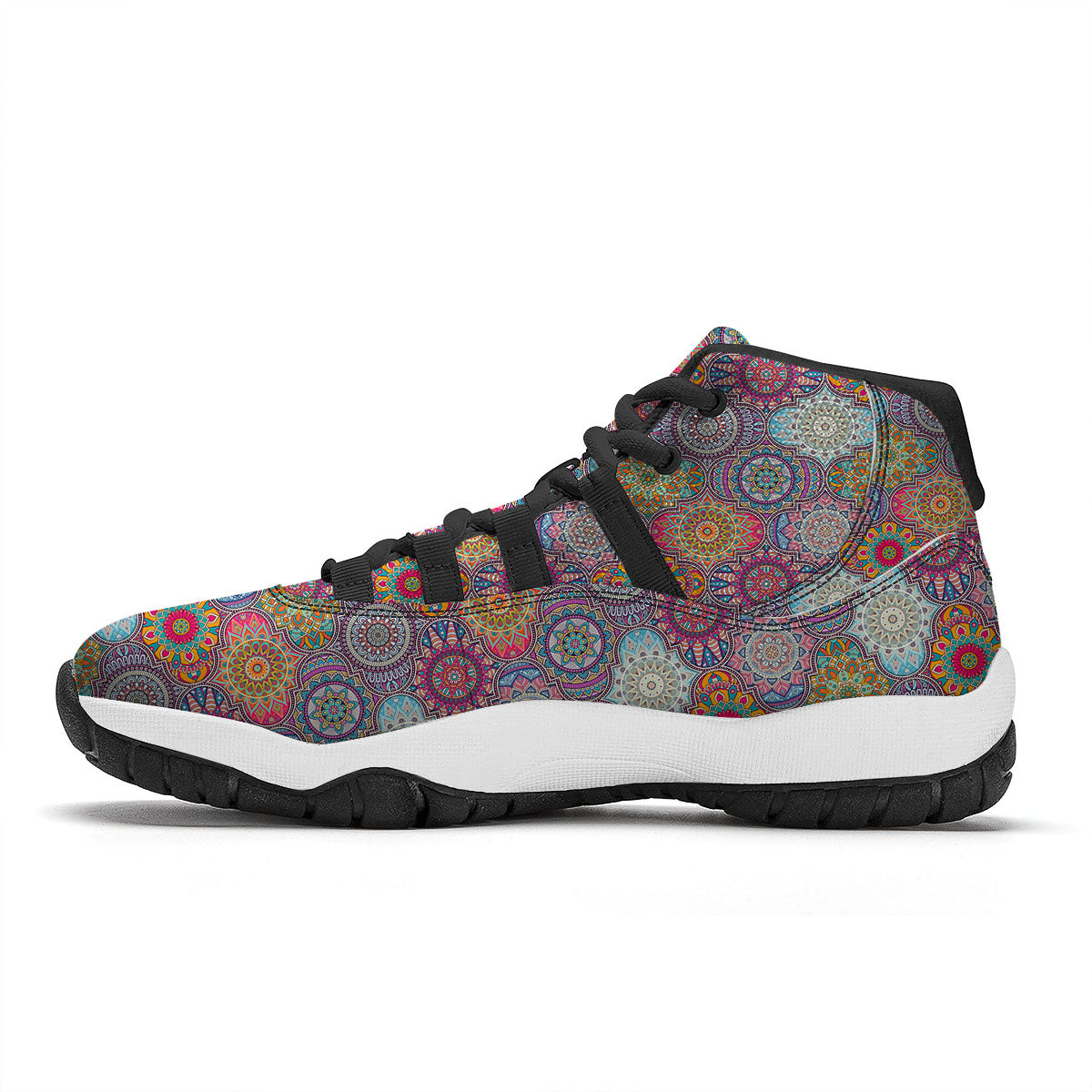 Mandala Bohemian Indian Print Pattern Black Bball Shoes-grizzshop