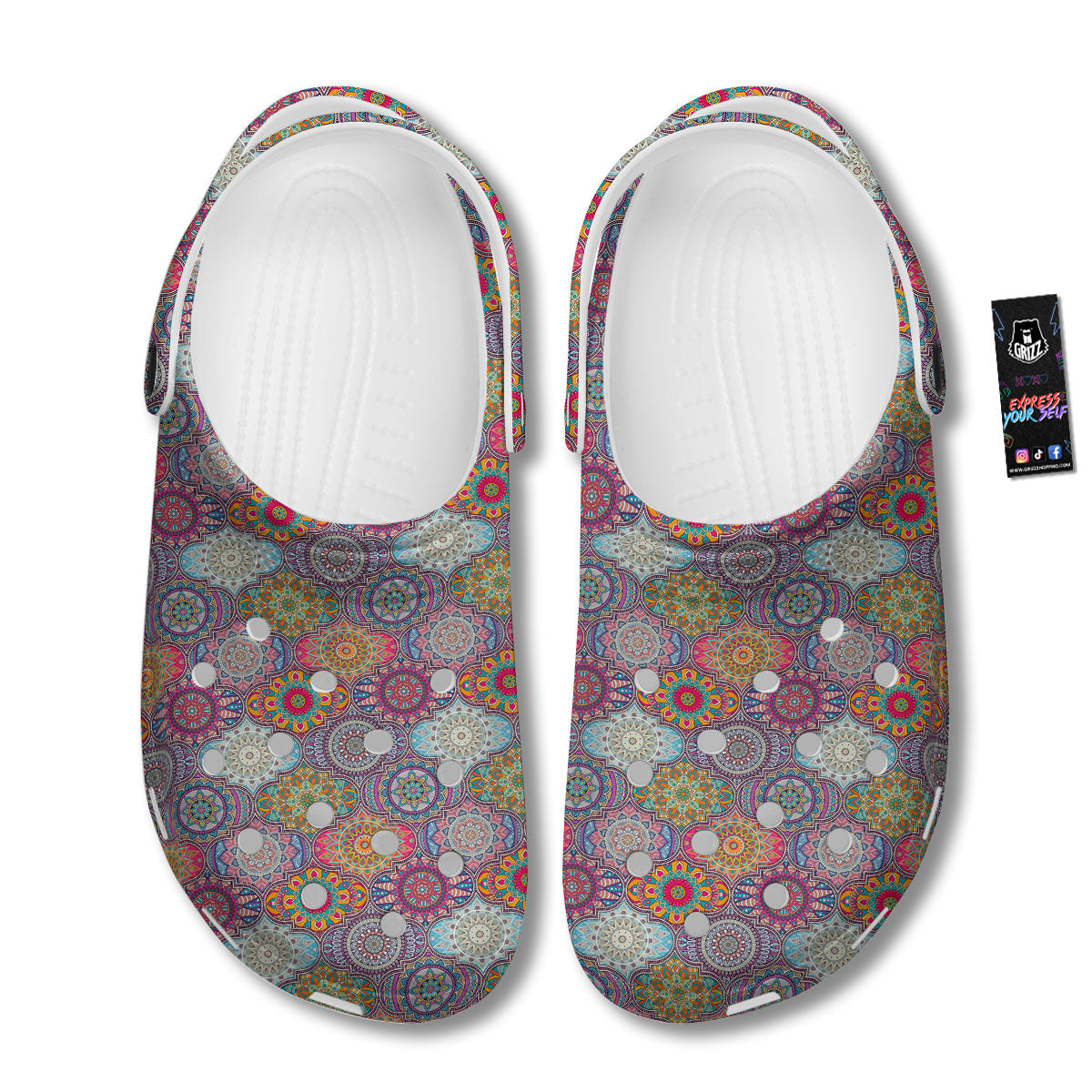 Mandala Bohemian Indian Print Pattern Clog-grizzshop