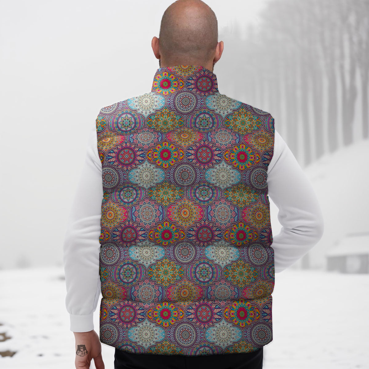 Mandala Bohemian Indian Print Pattern Down Vest