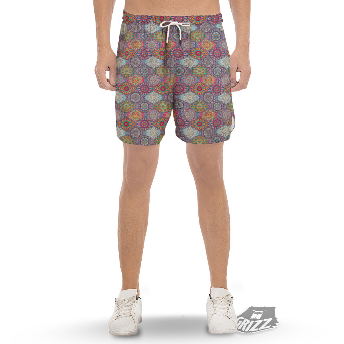 Mandala Bohemian Indian Print Pattern Men's Gym Shorts-grizzshop