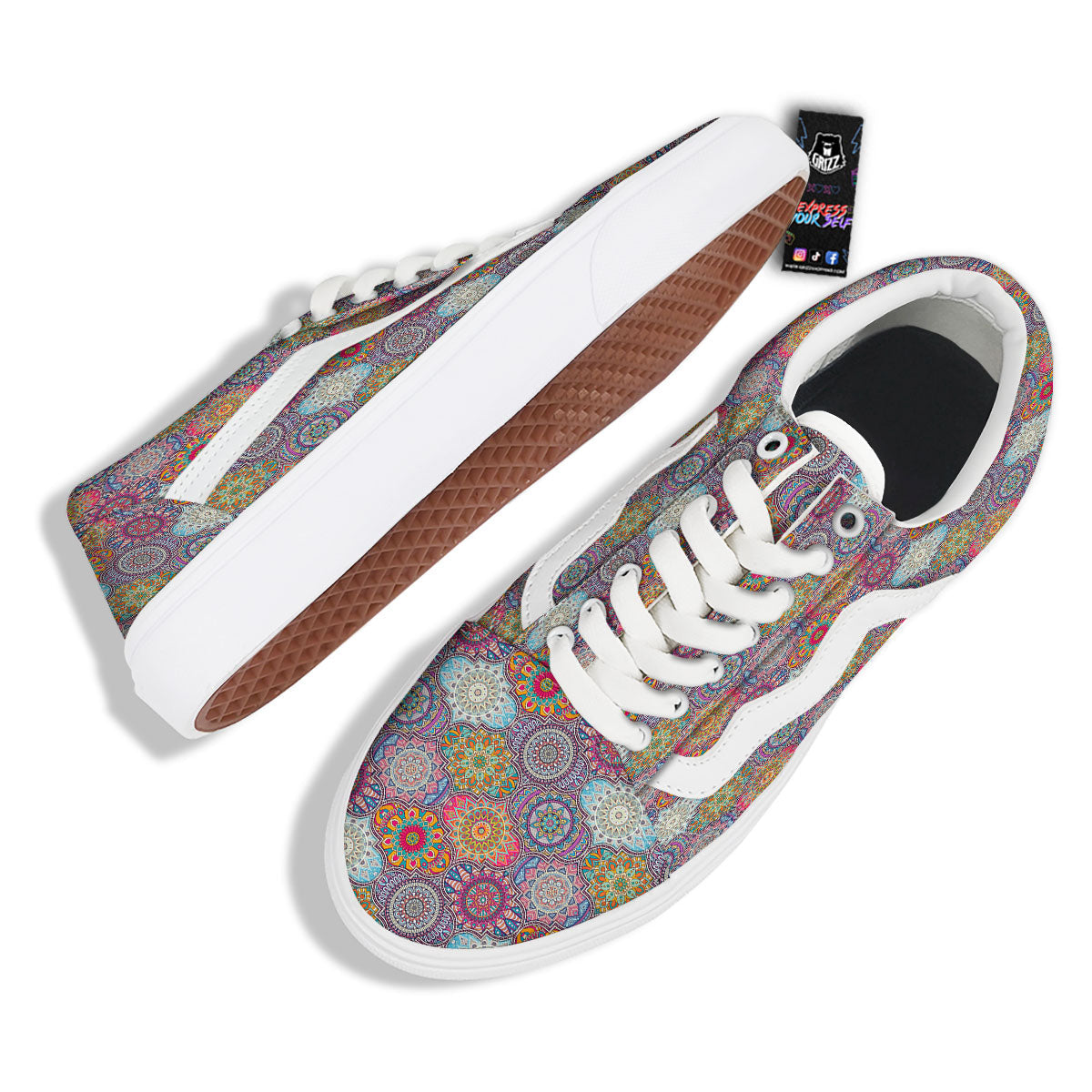 Mandala Bohemian Indian Print Pattern Skate Shoes-grizzshop
