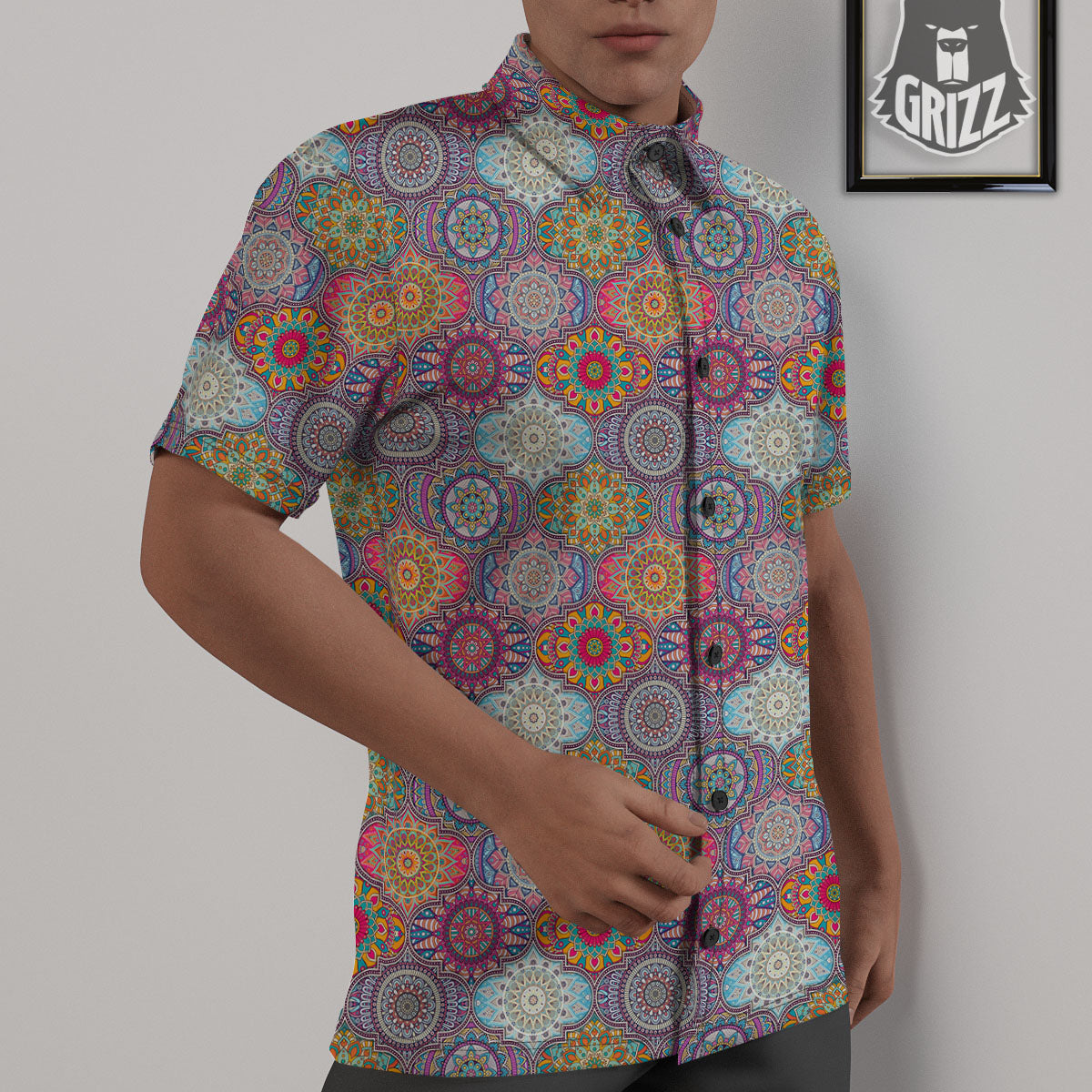 Mandala Bohemian Indian Print Pattern Untucked Shirts-grizzshop