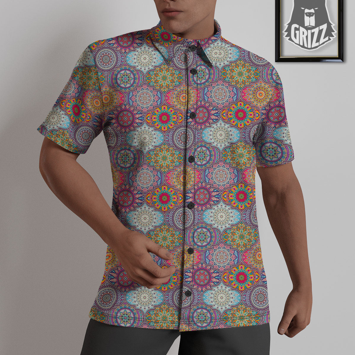 Mandala Bohemian Indian Print Pattern Untucked Shirts-grizzshop