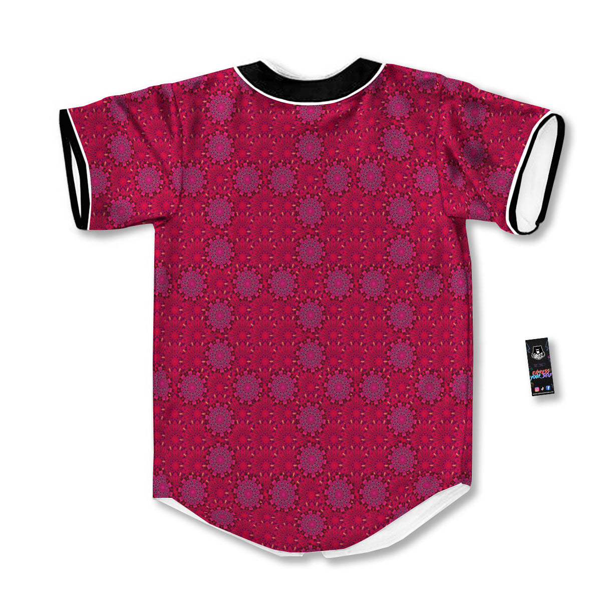 Mandala Bohemian Magenta Print Pattern Baseball Jersey-grizzshop