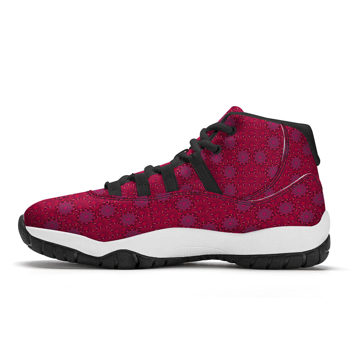 Mandala Bohemian Magenta Print Pattern Black Bball Shoes-grizzshop