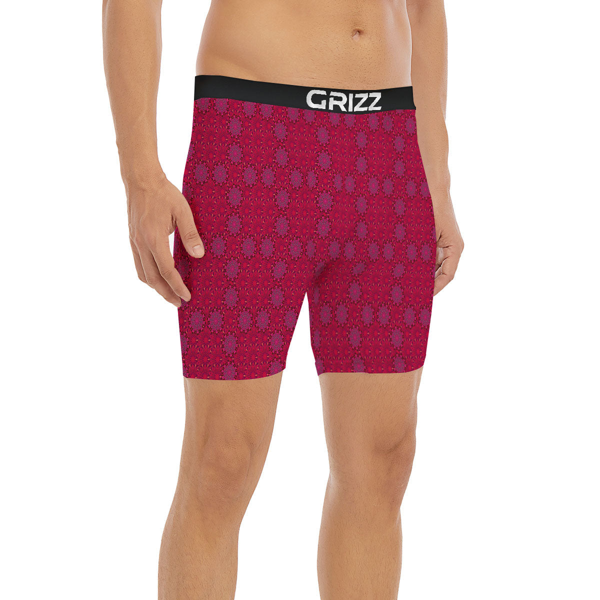 Mandala Bohemian Magenta Print Pattern Boxer Briefs-grizzshop
