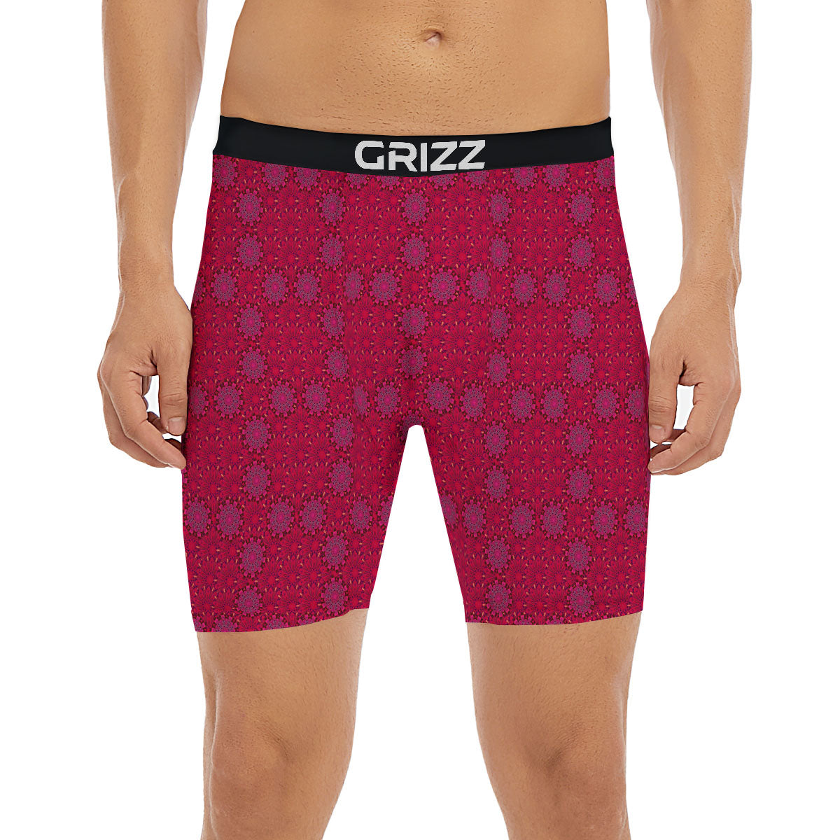 Mandala Bohemian Magenta Print Pattern Boxer Briefs-grizzshop