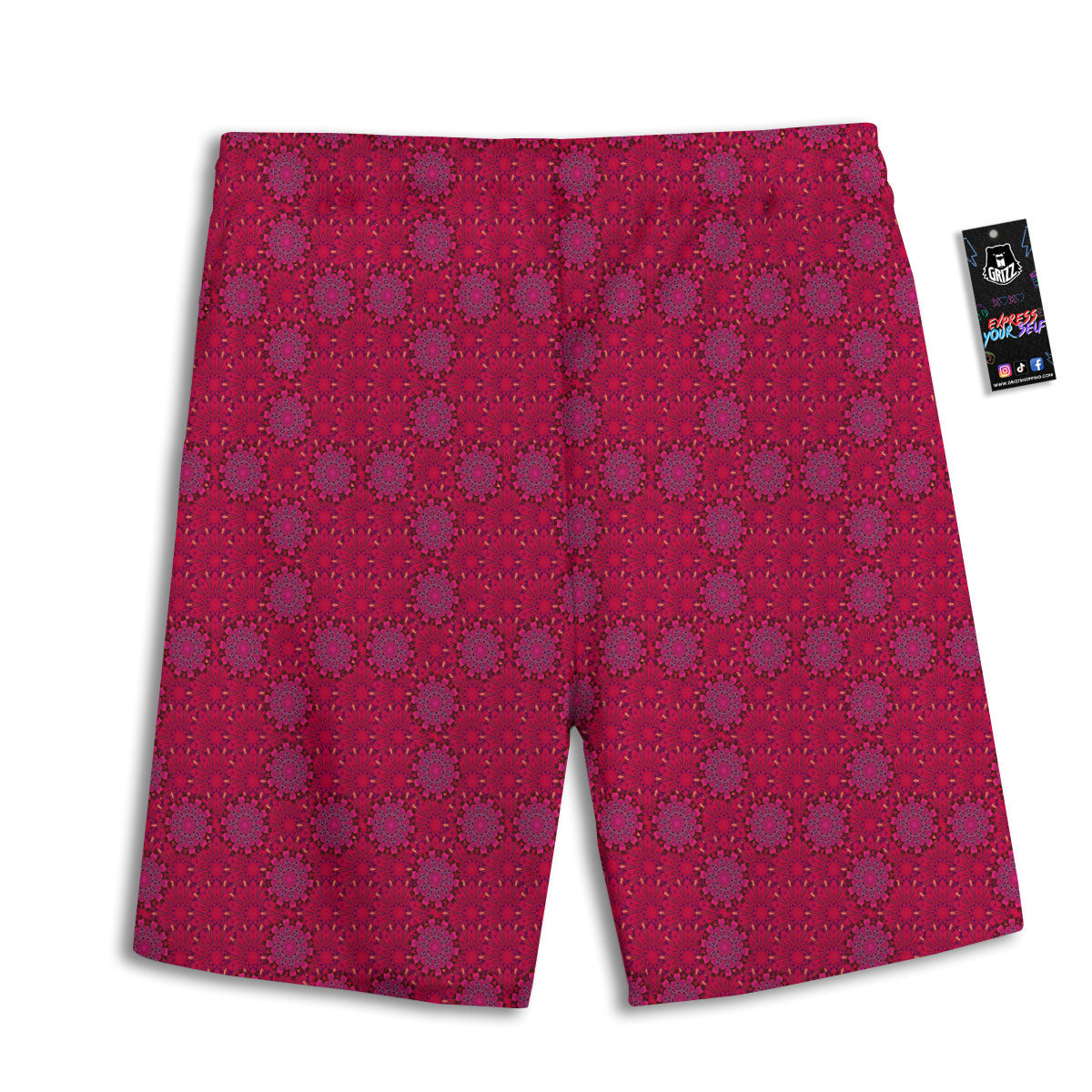 Mandala Bohemian Magenta Print Pattern Men's Athletic Shorts