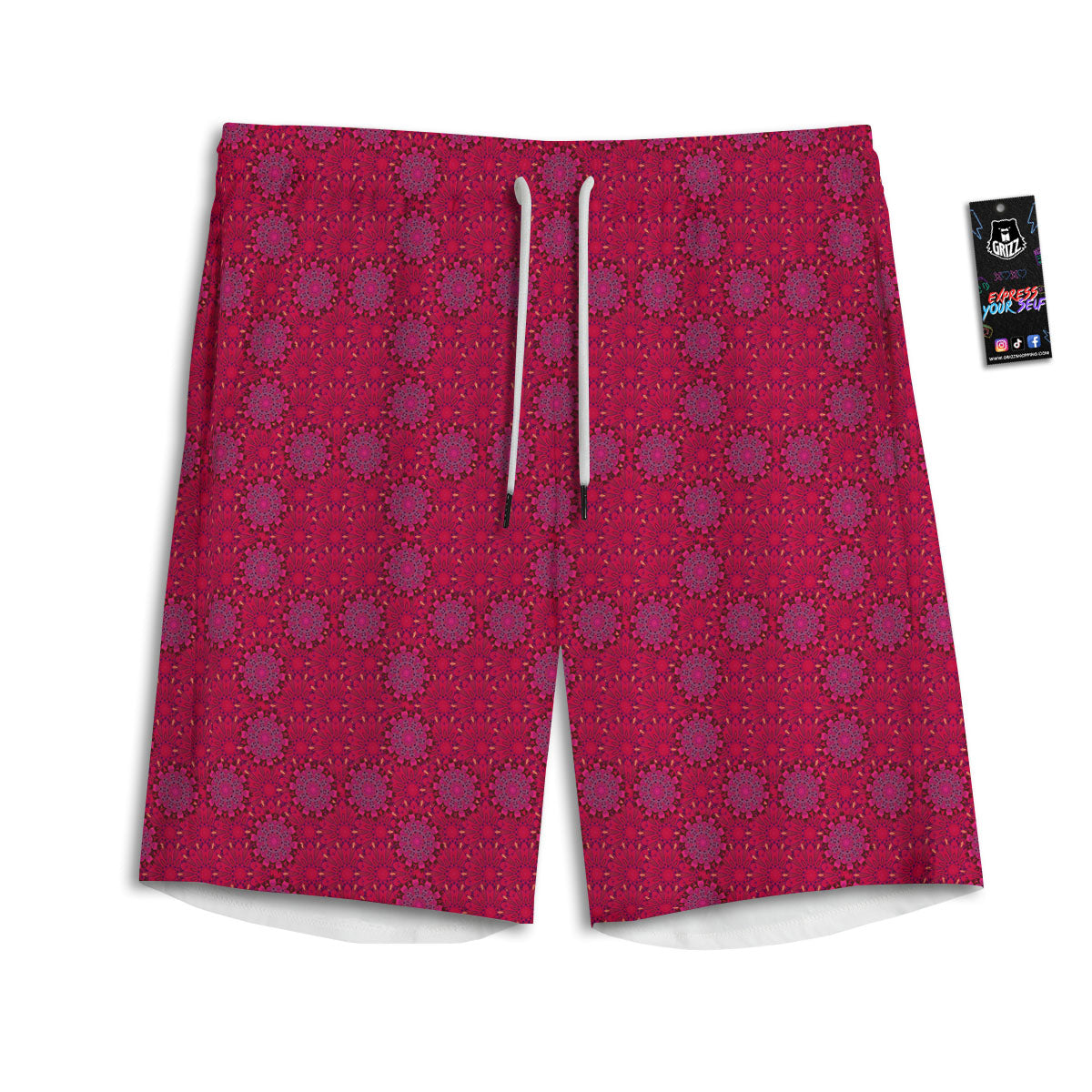 Mandala Bohemian Magenta Print Pattern Men's Athletic Shorts